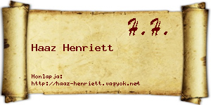 Haaz Henriett névjegykártya